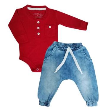 Imagem de Conjunto Roupa Bebê Body Manga Longa Calça Jeans - Patrulha Street, Ve