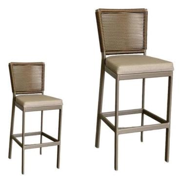 Imagem de Kit 2 Banqueta Balcão Cozinha Churrasqueira Moderna Alumínio Cor:fendi