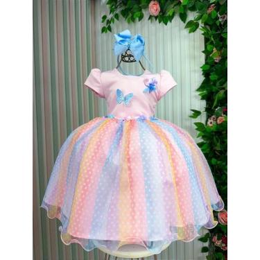 Imagem de Vestido Vila Lele Ana Clara Rosa com Saia Colorida e Detalhes Elegante