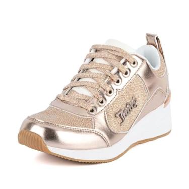 Imagem de Juicy Couture tênis feminino fashion casual plataforma tênis feminino todo branco, tênis grosso, tênis de caminhada, Rose Gold Glitter Mesh, 8.5