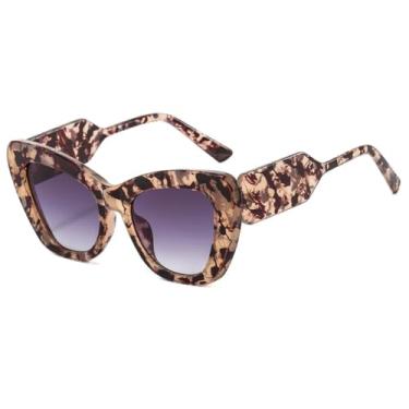 Imagem de Óculos de sol femininos luxuosos com estampa de leopardo retrô, gradiente, estilo olho de gato, armação moderna, casual, masculino, UV400 (leopardo cinza)
