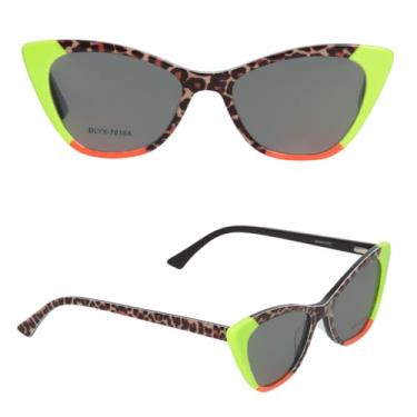 Imagem de Óculos de Sol Feminino Variados Estilo Gatinho – Elegância Retrô com Lentes Polarizadas e Proteção UV Total - Diversos Modelos (Verde e Laranja)