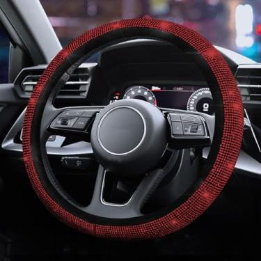 Imagem de Capa de volante de diamante brilhante, incrustada com diamantes de cristal brilhantes, capa protetora universal para volante de carro