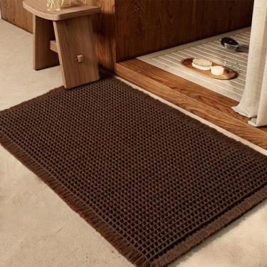 Imagem de Tapete de banho IM HOME Waffle Brown 60x43cm Absorvente Antiderrapante