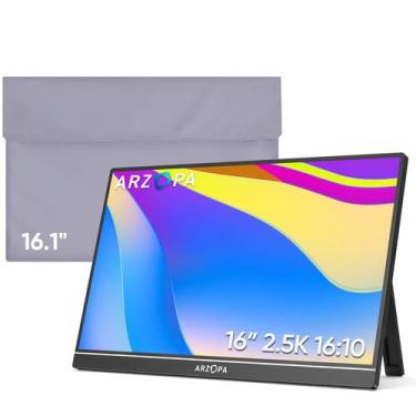 Imagem de Monitor portátil ARZOPA 16 2,5K 2560x1600 QHD 16,1" com capa