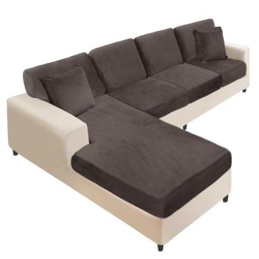 Imagem de Conjunto de sofá elástico NAISI Velvet em forma de L