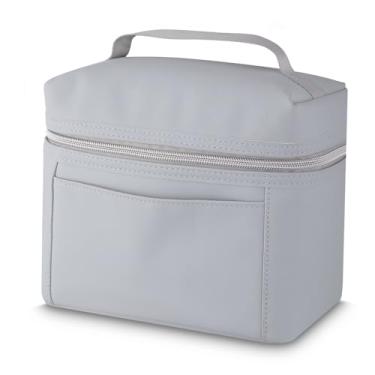Imagem de Bolsa Térmica Duplo Compartimento, Poliéster 600D, 13L Capacidade Total, Alça Regulável, Bolso Frontal, Interior PEVA e Polietileno (Bolsa Térmica 5L Cinza)