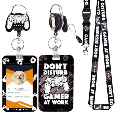 Imagem de JroyJoy Porta-crachá de identificação com cordão e carretel retrátil resistente – design original e exclusivo, modo de jogo ligado, serve para crachá de identificação escolar, cartão de visita