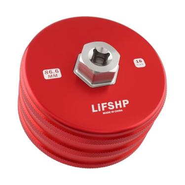 Imagem de LIFSHP Chave de filtro de óleo de 86,6 mm com 16 canais, alumínio e aço inoxidável para BMW e outras ferramentas de remoção de tampa de filtro de óleo para troca de óleo - vermelho