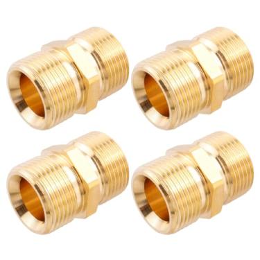 Imagem de Evponk 4 peças de conector de mangueira de lavadora de pressão, acoplador de rosca macho M22-14 mm acessórios adaptadores de mangueira de lavadora de alta pressão, 5000 psi, latão