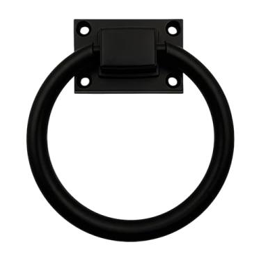 Imagem de Sgphrzlt Puxadores de gaveta de anel preto, puxador de porta antigo de 9,7 cm, puxadores de armário de cozinha vintage, montagem de parafusos de liga de zinco para portão, móveis, armário de garagem