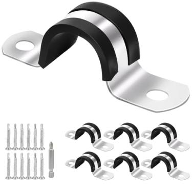 Imagem de Braçadeiras de tubo de 3/4 polegadas, braçadeira de fixação de tubos, braçadeira de aço inoxidável 304 e revestimento de borracha (6 peças de 20 mm)