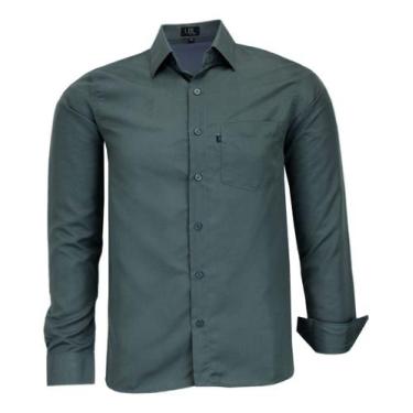 Imagem de Camisa Social Com Bolso Manga Longa Lbl 100% Poliéster 3027, Chumbo, 4