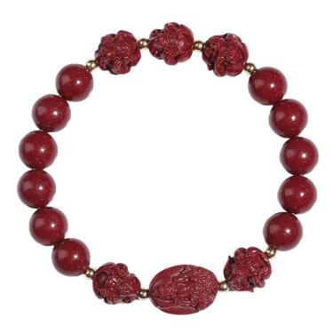 Imagem de Pulseira Cinnabar para homens e mulheres com diâmetro de miçangas de 8 mm