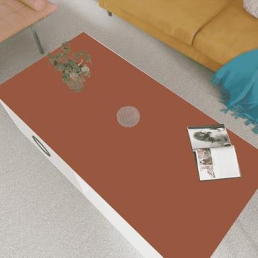 Imagem de Zinkooat Capa de mesa de couro, 1,8 mm de espessura, capa de mesa de 71 x 121 cm, tapete de mesa grande, protetor de mesa, protetor de mesa para mesas retangulares (marrom + cinza, 28 x 48)