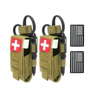 Imagem de VIIDOO Molle TQ Suporte de torniquete e suporte de bolsa de cisalhamento médico para trauma tático - MOLLE PALS Loop de cinto EMT EMS