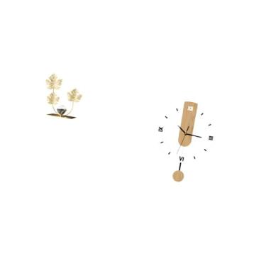 Imagem de Fenteer Estátua de Folhas, Estante, Escultura de Folhas, Relógio de Parede, Ornamento de Acrílico, Grandes Algarismos Romanos, Ornamento Decorativo Silencioso