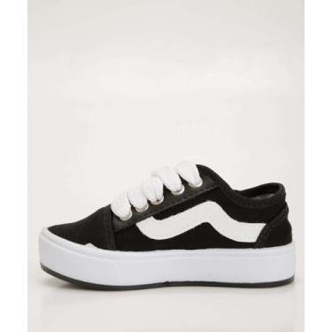 Imagem de Tênis Infantil Casual Recortes-15955 - Ortobessa, Preto e branco, 29/3