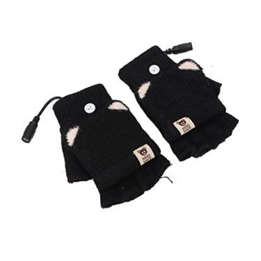 Imagem de Cryfokt Luvas Aquecidas USB Homens Mulheres Aquecedor de Mãos Sem Dedos de Inverno para Escritório de Trabalho, Várias Maneiras de Usar para Jogos de Digitação, Aquecimento Uniforme de 40-45 ℃,