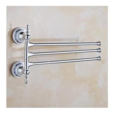 Imagem de Toalheiro de toalheiro de banheiro, material de latão giratório para toalhas de hotel, toalha móvel, suporte de toalha giratório montado na parede para banheiro e cozinha