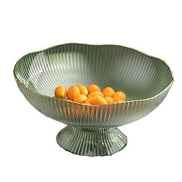 Imagem de Naroote Prato de Frutas de Plástico Com Base Removível Com Furo de Drenagem Luxuoso e Bonito para Mesa de Centro de Sala de Estar Doméstica, Tigela de Frutas Com Base, Escritório ou Piquenique (Verde)