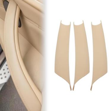 Imagem de BJchiwu 3 peças de acabamento de maçaneta de porta interior para BMW X5 E70 (2008–2013) X6 E71 (2008–2014), não pegajoso, não desmonte, instalação esquerda e direita, bege