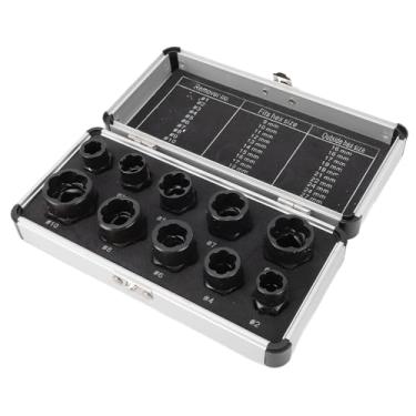 Imagem de Generic Conjunto de Extrator de Parafusos de 10 Unidades, Kit de Ferramentas para Remoção de Porca de Parafusos Revestidos de óxido Preto de Aço 40CR Com Ranhuras Em Espiral Reversa,