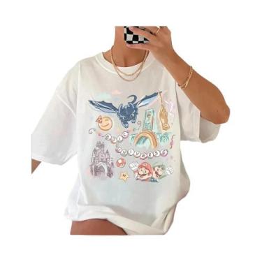 Imagem de Camiseta Feminina De Verão Retrô Disney De Algodão Solta E Respirável 