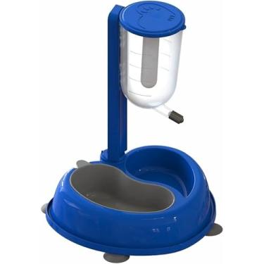 Imagem de Bebedouro Automático de Bilha com Comedouro Duplo Anti Formiga para Cães e Gatos, Altura Regulável, Base Antideslizante(AZUL DUPLO)
