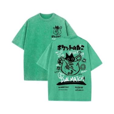 Imagem de Camisetas Femininas Vintage De Verão Com Estampa De Gato Kawaii Haraju