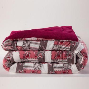 Imagem de Coberdrom Patchwork Rosê/vinho Queen Avulso Manta Microfibra