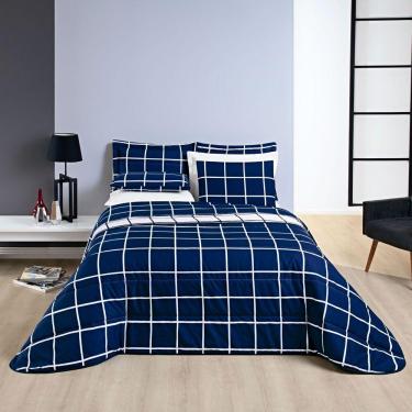 Imagem de Kit Cobre Leito Solteiro 200 Fios 2 Peças Azul Marinho