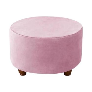 Imagem de Capa De Veludo Macio Para Puff Redondo, Capa Elástica Para Apoio De Pé
