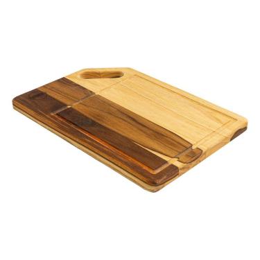 Imagem de Tábua Wooden Glow Retangular M Com Alça Vazada 38x27cm Em Madeira