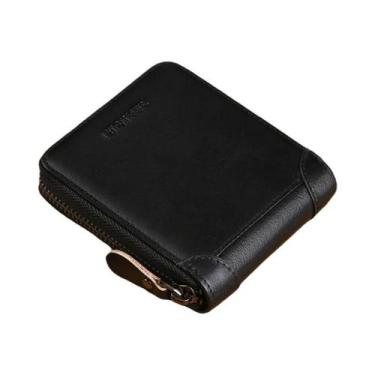 Imagem de Carteira Masculina De Couro Genuíno 2024 Com Zíper, Porta-Cartões Curt