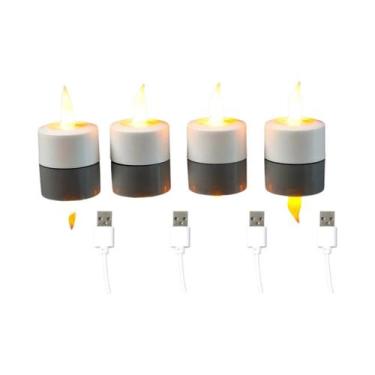Imagem de Velas LED Amarelas Recarregáveis Por USB, Sem Chama, Decorativas Para 