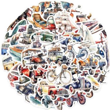 Imagem de Pacote de adesivos, versões em aquarela de ferramentas de viagem, 50 u