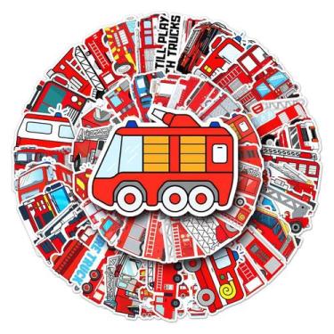 Imagem de Adesivos Fire Truck Anime Cartoon 50 unidades de PVC impermeável - yiw