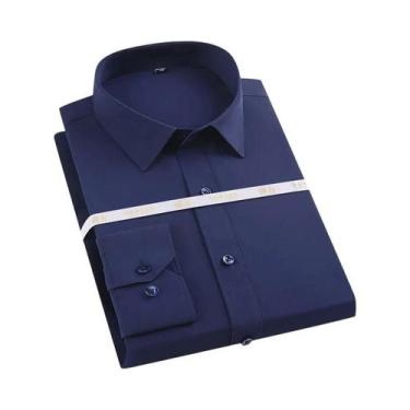 Imagem de Camisa Masculina Slim Fit De Cor Sólida Para Negócios E Casual, Manga 