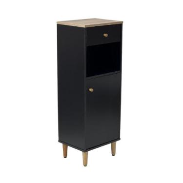 Imagem de Gabinete Armário Banheiro Ditália 1Pt 1Gav BN-07, Preto