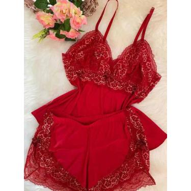 Imagem de Baby Doll Luxo Nobre Com Renda Conjunto De Lingerie Pijama Feminino Fl