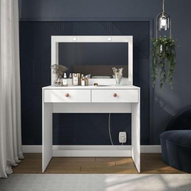 Imagem de Penteadeira com Espelho e LED 2 Gavetas 90cm Valence Politorno Móveis,