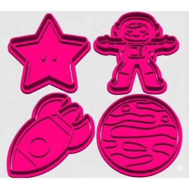 Imagem de KIT Cortador marcado Astronauta Foguete Espaço planeta Pirulito Biscoi