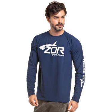 Imagem de Camiseta Raglan Zor Masculina Manga Longa Marinho Mediterrâneo Casual 