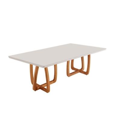 Imagem de Mesa para Sala de Jantar Flora 220cm Tampo Canto Moeda Laqueado com Vi