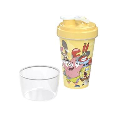 Imagem de Mini Shakeira Infantil Copo c/ Tampa Bob Esponja 320ml - Plasútil