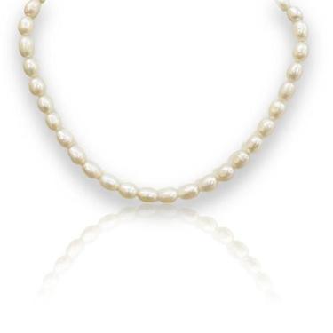 Imagem de Colar Corrente Longo Pérola Natural Prata Original 925 - Lojas La+Ny, 