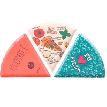 Imagem de Jogo 3 Pratos Formato Pizza Melamina Rígida Triangulo Estampa - Inter