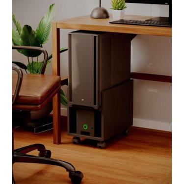 Imagem de Suporte para CPU e Nobreak Capri Preto com Rodízios Organizador - Merc