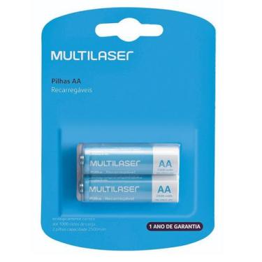 Imagem de Pilhas Recarregáveis AA 2 Unidades 2500 Mah Multilaser